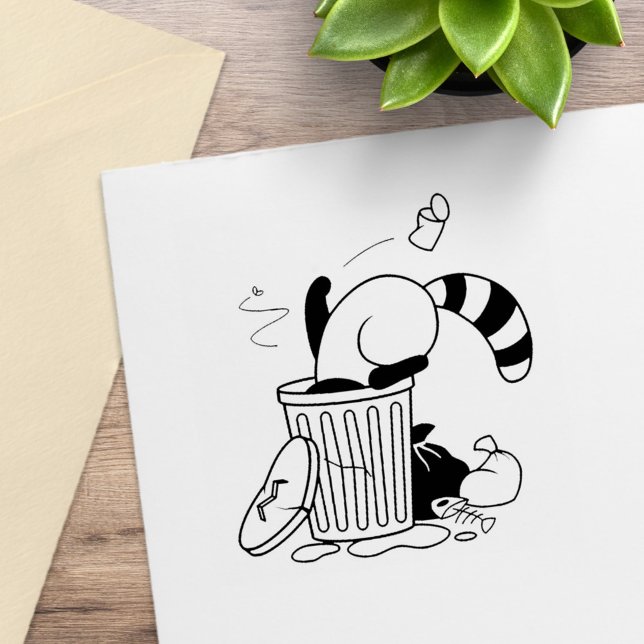 Tampons Encreurs Cartoon Trash Can Raccoon (Créateur téléchargé)