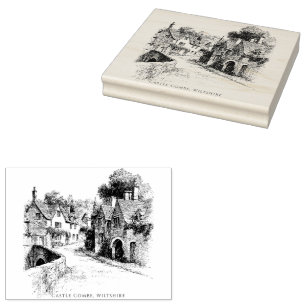 Tampons Encreurs Castle Combe Village Sketch, Wiltshire England