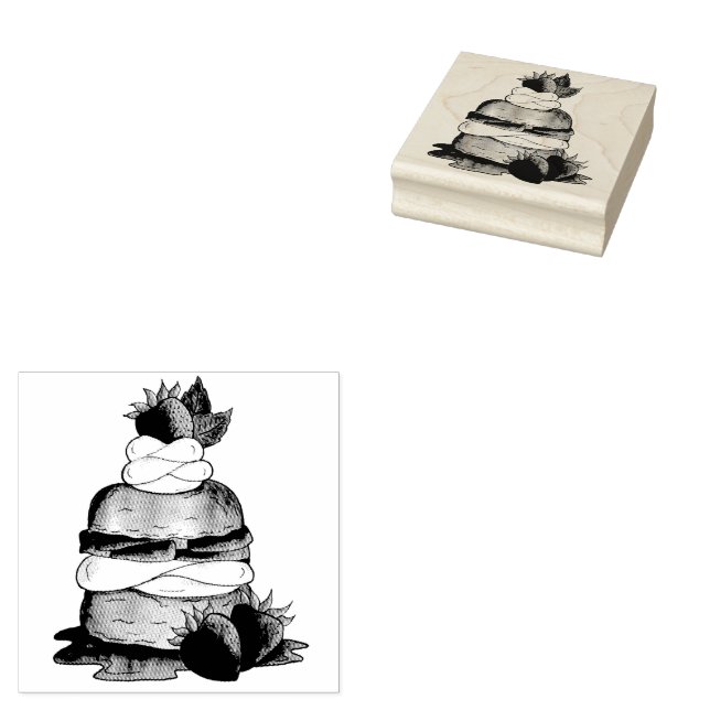 Tampons Encreurs Câteau de pâtisserie aux fraises Dessert Fraises (Tamponné)