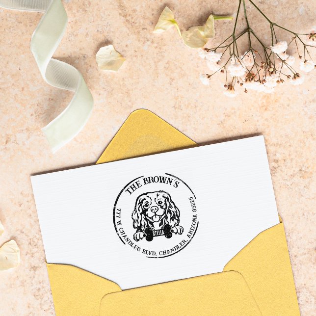 Tampons Encreurs Cavalier King Charles Dog Famille Adresse de retou (Créateur téléchargé)