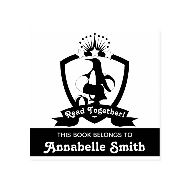 Tampons Encreurs Ce Livre Appartient À Cute Penguin Kids Bookplate (Impression)