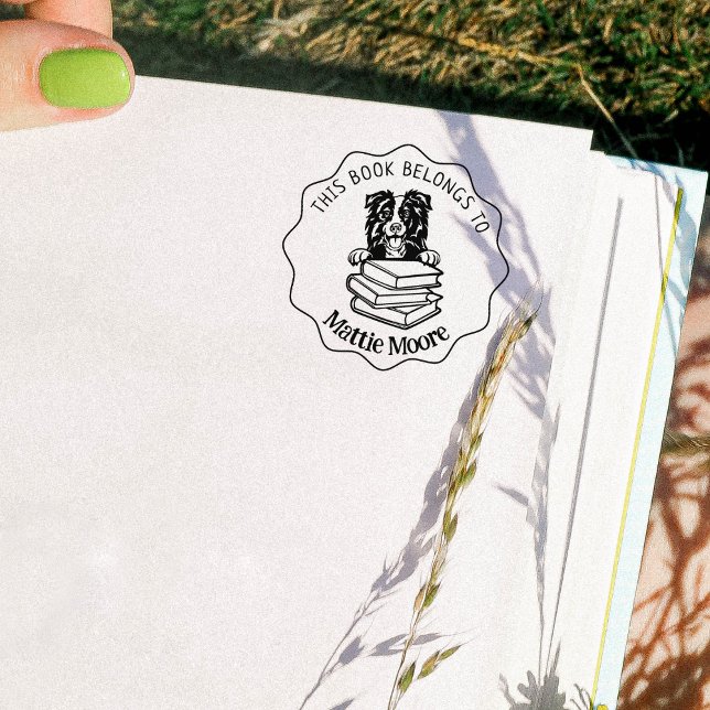 Tampons Encreurs Ce Livre Appartient À, Joli Livre Collie Bordure (Créateur téléchargé)