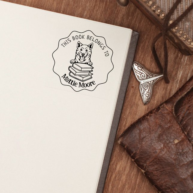 Tampons Encreurs Ce Livre Appartient À, Joli Livre Shiba Inu (Créateur téléchargé)