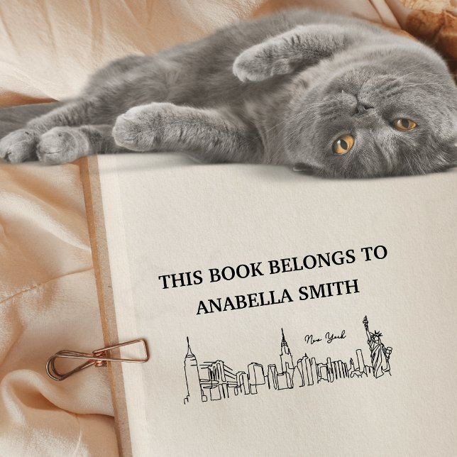Tampons Encreurs Ce livre appartient à New York Skyline Bookworm (Créateur téléchargé)