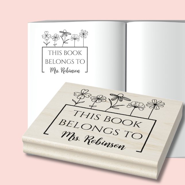 Tampons Encreurs Cette étiquette de livre appartient à Wildflower (This Book Belongs To Wildflower Book Label Stamp)