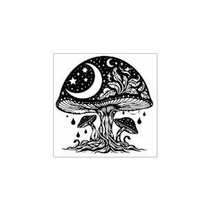 Tampons Encreurs Champignons et Timbre en caoutchouc de lune