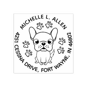 Tampons Encreurs Charmante adresse de retour ronde de Bouledogue Fr