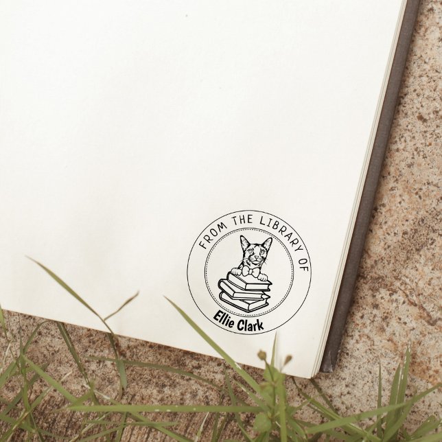 Tampons Encreurs Chat Abyssinien, Livre De La Bibliothèque De (Créateur téléchargé)