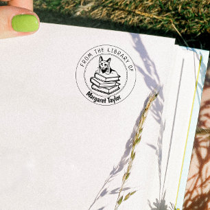 Tampons Encreurs Chat Bleu Russe, Livre De La Bibliothèque De