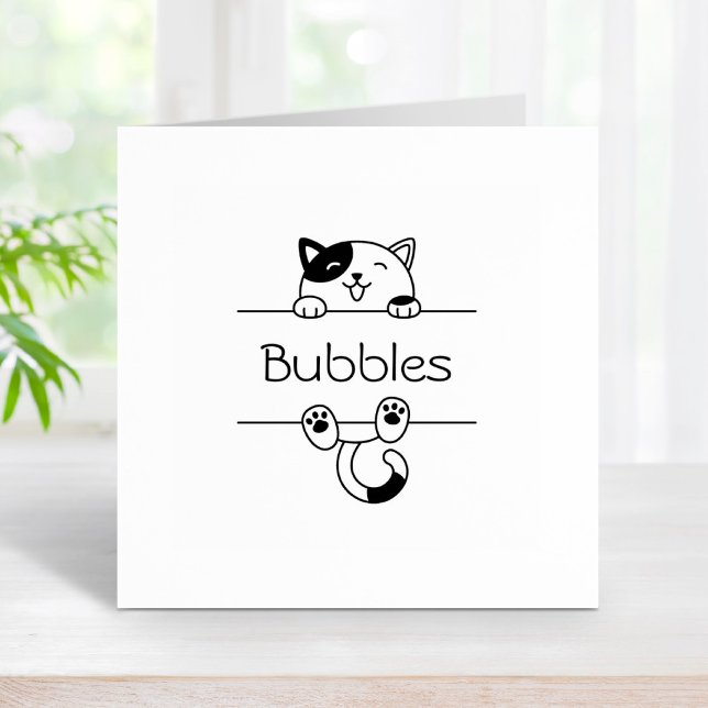 Tampons Encreurs Chat Calico gai Pékin Nom personnalisé (Créateur téléchargé)