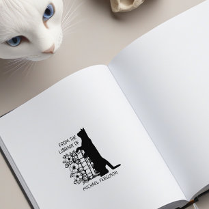 Tampons Encreurs Chat de bibliothèque floral moderne 