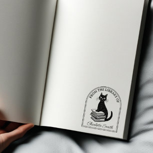 Tampons Encreurs Chat de livre moderne, Plaque personnalisée