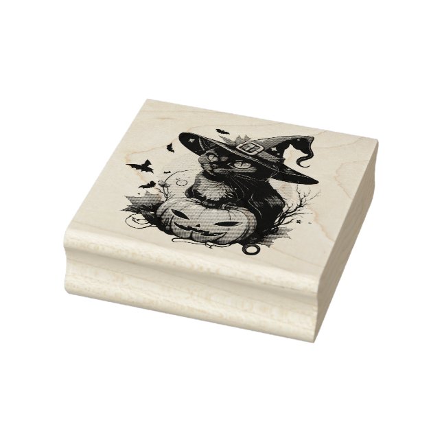 Tampons Encreurs Chat noir, chauves-souris et Jack-O-Lantern (Tampon)