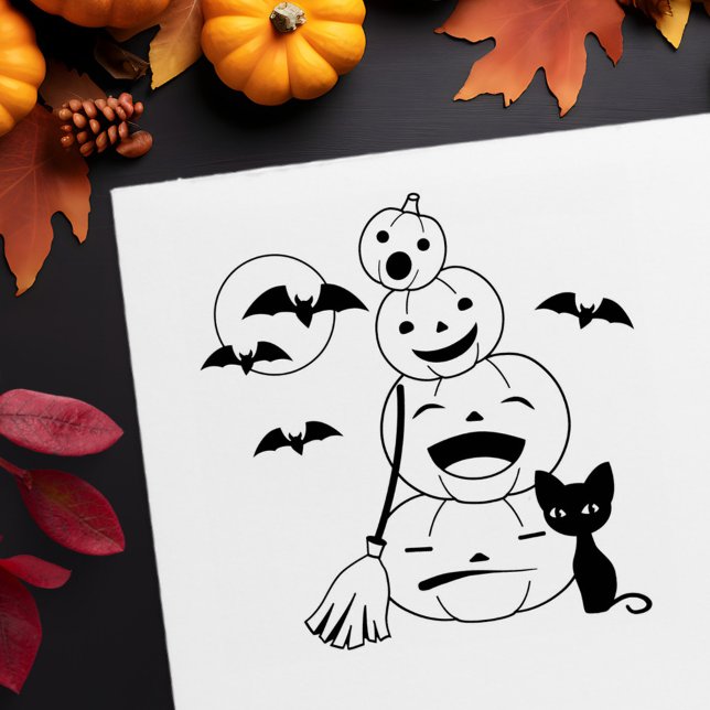 Tampons Encreurs Chat noir d'Halloween et Citrouille me couleur (Créateur téléchargé)