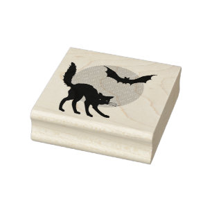 Tampons Encreurs Chat noir, lune et chauve-souris