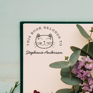 Tampons Encreurs Chat souriant Personnaliser Ce Livre Appartient