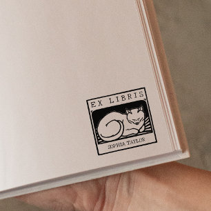 Tampons Encreurs Chat vintage, Livre des bibliothèques Ex personnal