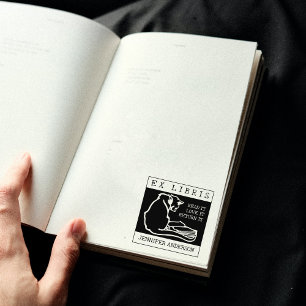 Tampons Encreurs Chat vintage, Livre des bibliothèques Ex personnal