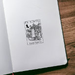 Tampons Encreurs Château de fantasy dragon, ex libris de livre vint<br><div class="desc">Ce tampon en caoutchouc "Ex Libris" représente un château avec un dragon et un nom personnalisé.</div>