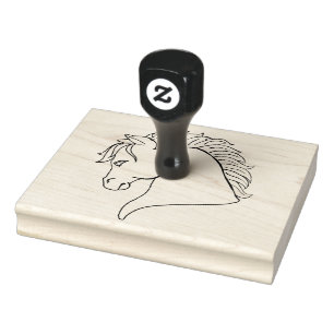 Tampons Encreurs Cheval Head, Line Art, Grand Timbre en caoutchouc