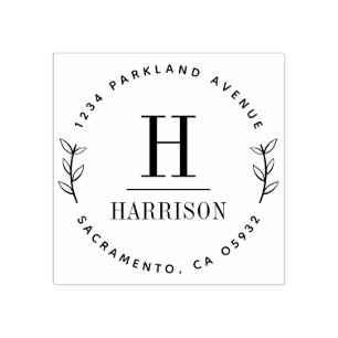 Tampons Encreurs Chic Botanical Initial Nom de famille Adresse de r