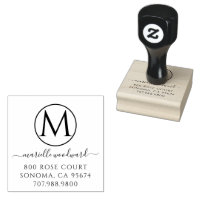 Chic Monogramme blanc sur noir Adresse de retour