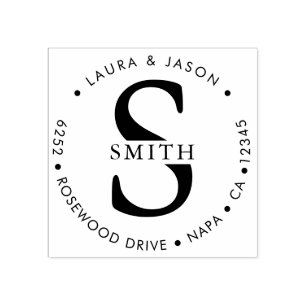 Tampons Encreurs Chic Monogramme Round Return Adresse