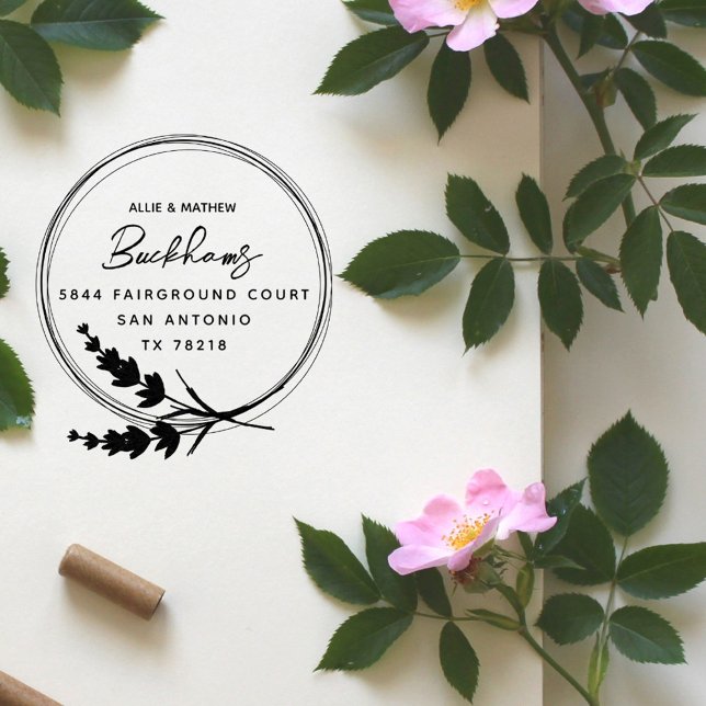 Tampons Encreurs Chic Rustic Lavender Marié Couple Adresse de retou (Créateur téléchargé)