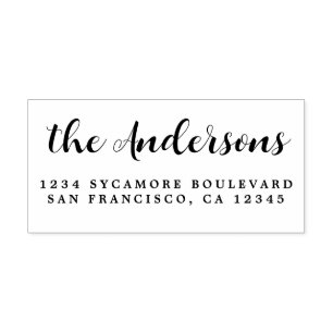 Tampons Encreurs Chic Script Calligraphy Nom de famille Adresse de