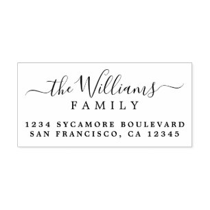 Tampons Encreurs Chic Script Calligraphy Nom de famille Adresse de