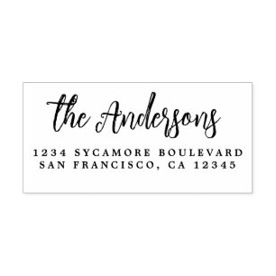 Tampons Encreurs Chic Script Calligraphy Nom de famille Adresse de