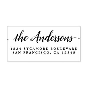 Tampons Encreurs Chic Script Calligraphy Nom de famille Adresse de