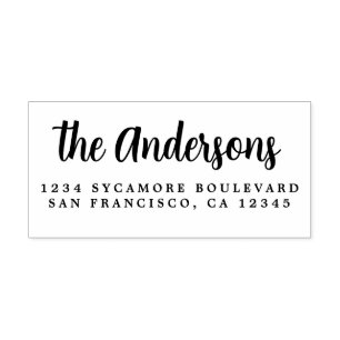 Tampons Encreurs Chic Script Calligraphy Nom de famille Adresse de