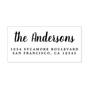 Tampons Encreurs Chic Script Calligraphy Nom de famille Adresse de