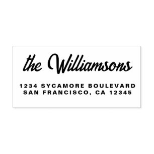 Tampons Encreurs Chic Script Calligraphy Nom de famille Adresse de