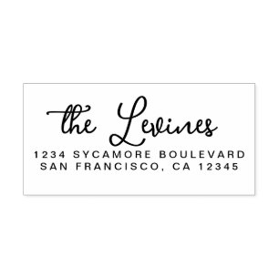 Tampons Encreurs Chic Script Calligraphy Nom de famille Adresse de