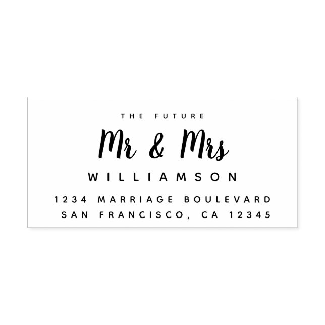 Tampons Encreurs Chic Script Future M. Mme Mariage Adresse de retou (Impression)