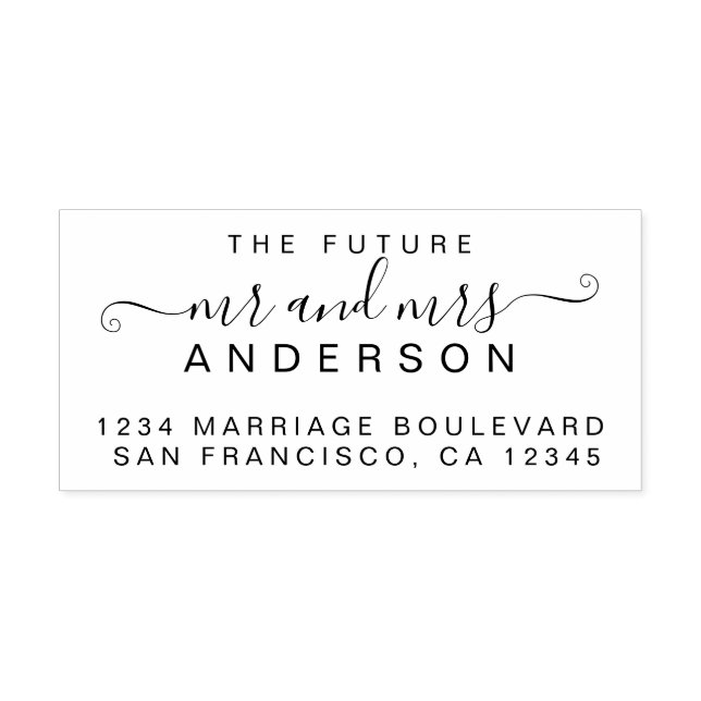 Tampons Encreurs Chic Script Future M. Mme Mariage Adresse de retou (Impression)