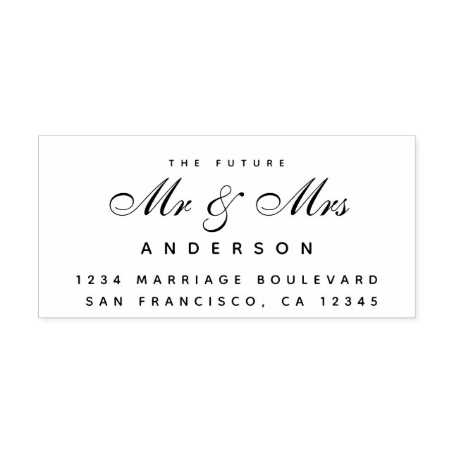 Tampons Encreurs Chic Script Future M. Mme Mariage Adresse de retou (Impression)