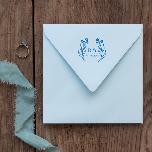 Tampons Encreurs Chic tendance Fleurs sauvages Mariage Initiales Mo (Créateur téléchargé)