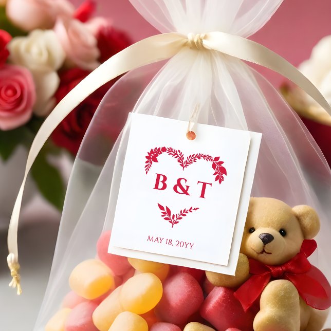 Tampons Encreurs Chic Wildflowers & Branches Heart Shape Initials (Chic Wildflowers & Branches Heart Shape Initials Rubber Stamp.)