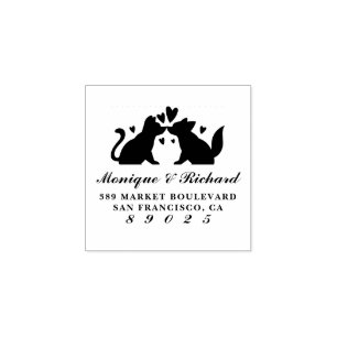 Tampons Encreurs Chien Couple Silhouette Noms Mariages Adresse de r