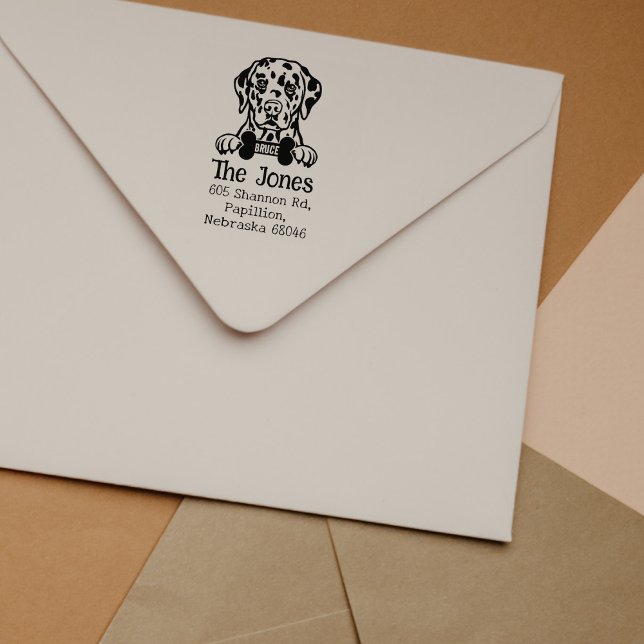 Tampons Encreurs Chien dalmate, adresse de retour personnalisée, (Créateur téléchargé)