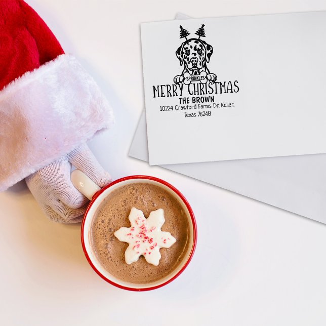 Tampons Encreurs Chien de Dalmatie Joyeux Noël Adresse de retour (Créateur téléchargé)