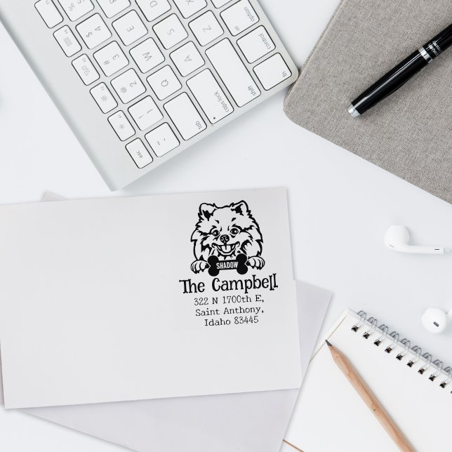 Tampons Encreurs Chien de Poméranie, Adresse de retour, (Créateur téléchargé)
