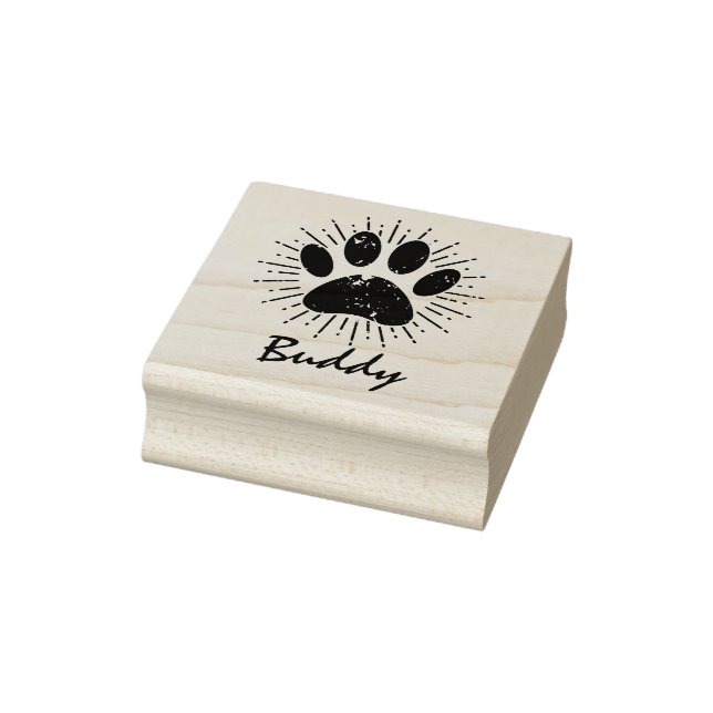 Tampons Encreurs Chien Paw Sunburst Nom personnalisé Signature Caou (Tampon)