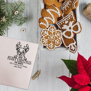 Tampons Encreurs Chihuahua Chien Joyeux Noël Retour Adresse