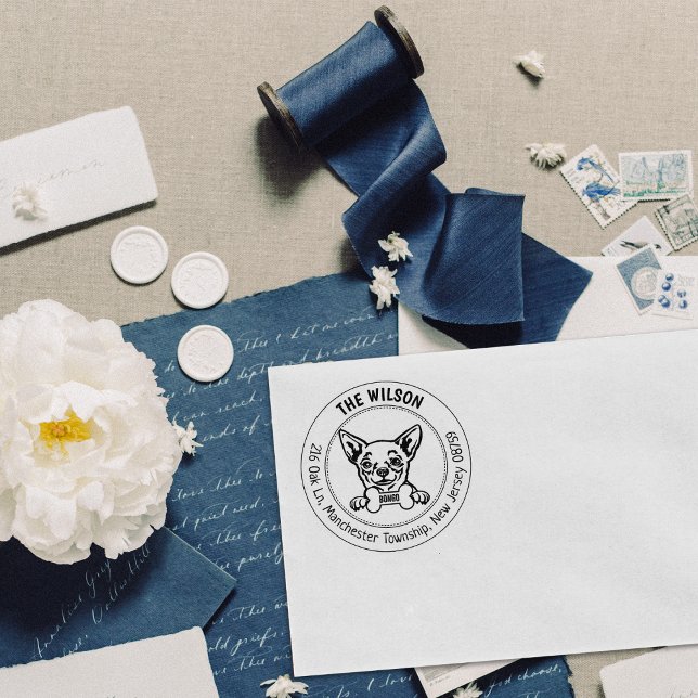 Tampons Encreurs Chihuahua Chig Adresse de retour Famille (Créateur téléchargé)