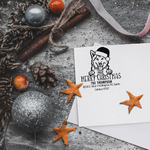 Tampons Encreurs Chou Husky Chien Joyeux Noël Adresse de retour
