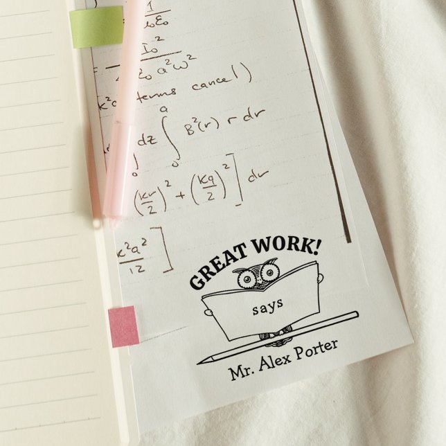 Tampons Encreurs Chouette de classe d'enseignant moderne grand trav (Créateur téléchargé)